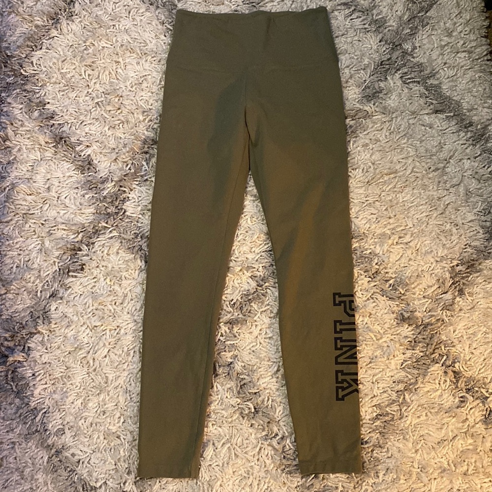 PINK by Victoria’s Secret yoga leggings, olive green. Size Medium. Like New!
